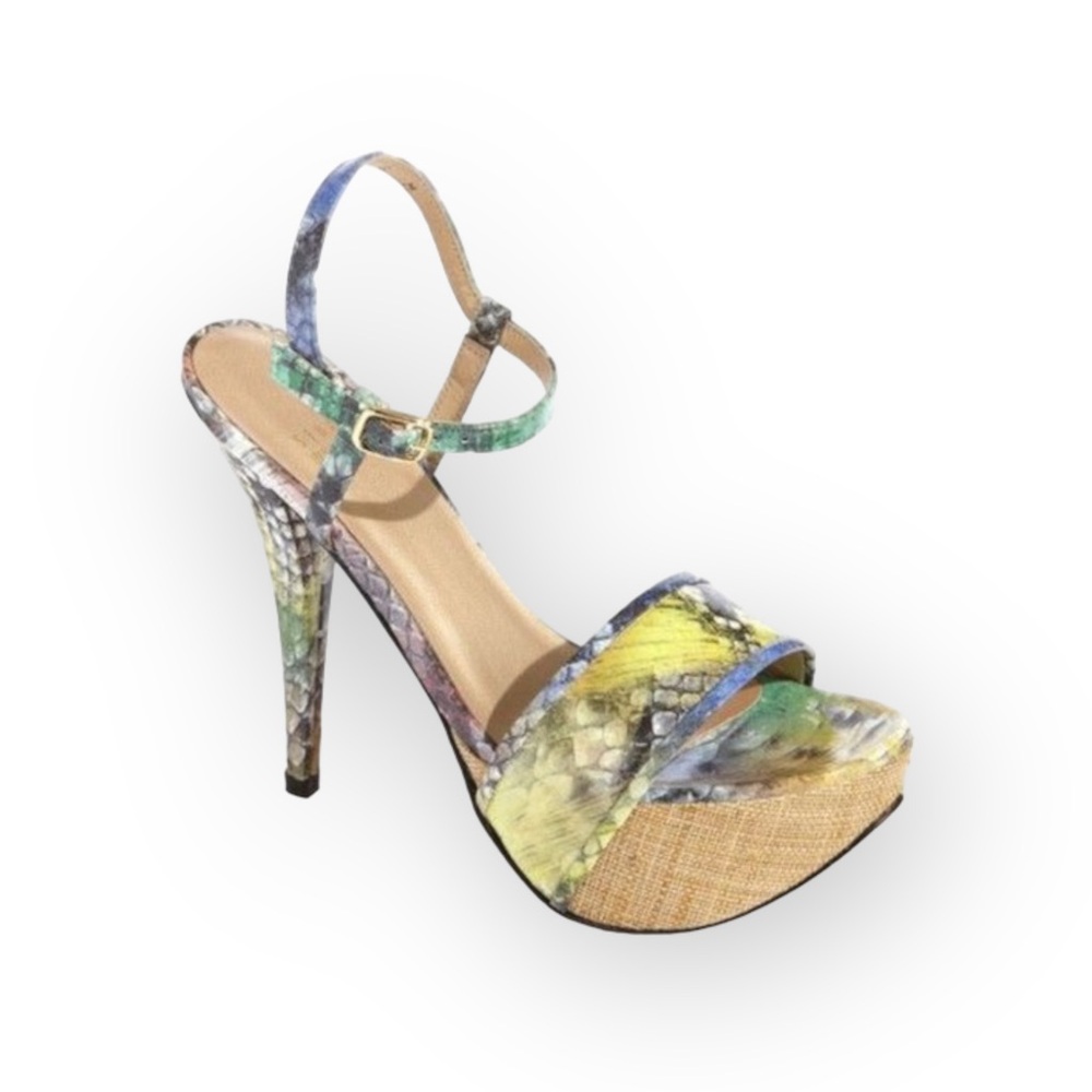 Stuart Weitzman Pretty Python Platform Heel Sanda… - image 1